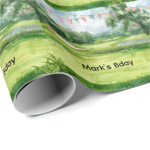 Golf course watercolor wrapping paper