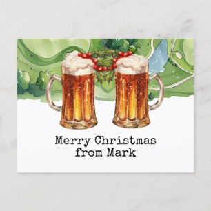 Golf Course with Christmas Drink for golfer Postca Holiday Postcard
