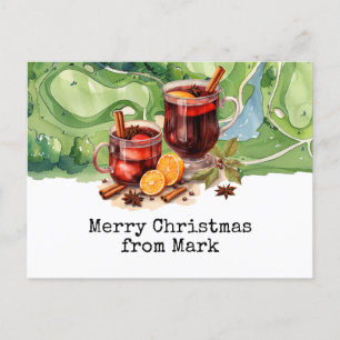 Golf Course with Christmas Drink for golfer Postca Postcard