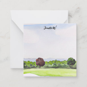 Golf course with golfer Name Note Card