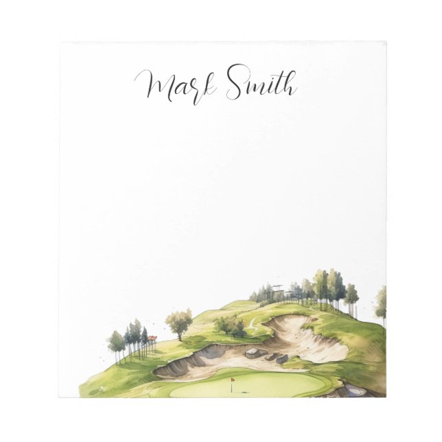 Golf course with Name gifts for golfer Notepad (Front)