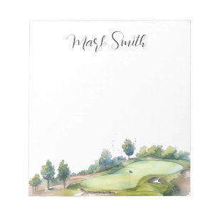 Golf course with Name gifts for golfer Notepad