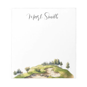 Golf course with Name gifts for golfer Notepad
