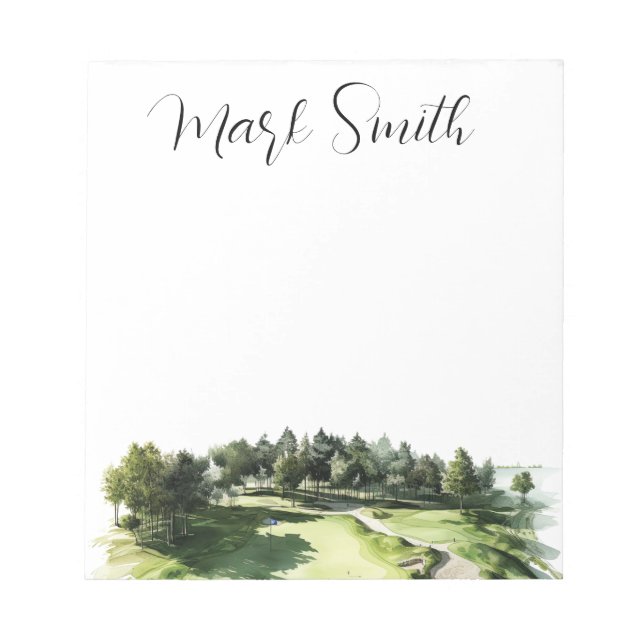 Golf course with Name gifts for golfer Notepad (Front)