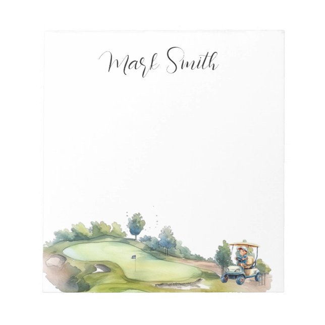 Golf course with Name gifts for golfer Notepad (Front)