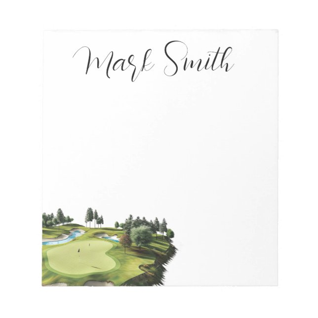 Golf course with Name gifts for golfer Notepad (Front)