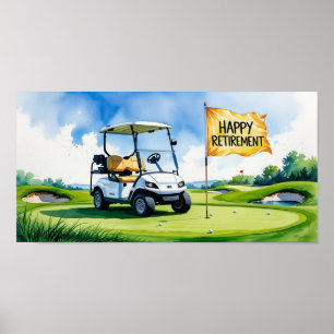 Golf course with text Happy Retirement on green Poster
