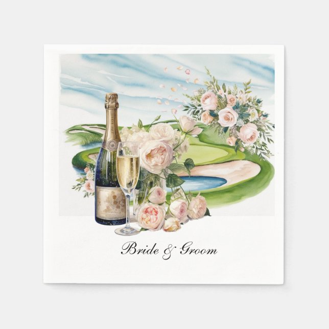 Golf Course with wedding themed for golfer Napkin (Front)