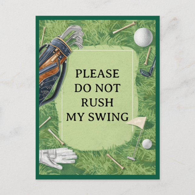 Golf course with your own text on green for golfer postcard (Front)