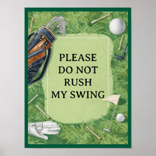 Golf course with your own text on green for golfer poster