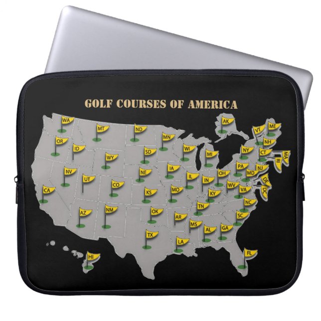 Golf Courses Of America Map Laptop Sleeve (Front)