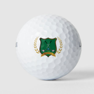 Golf Crest Logo with Clubs Golf Ball