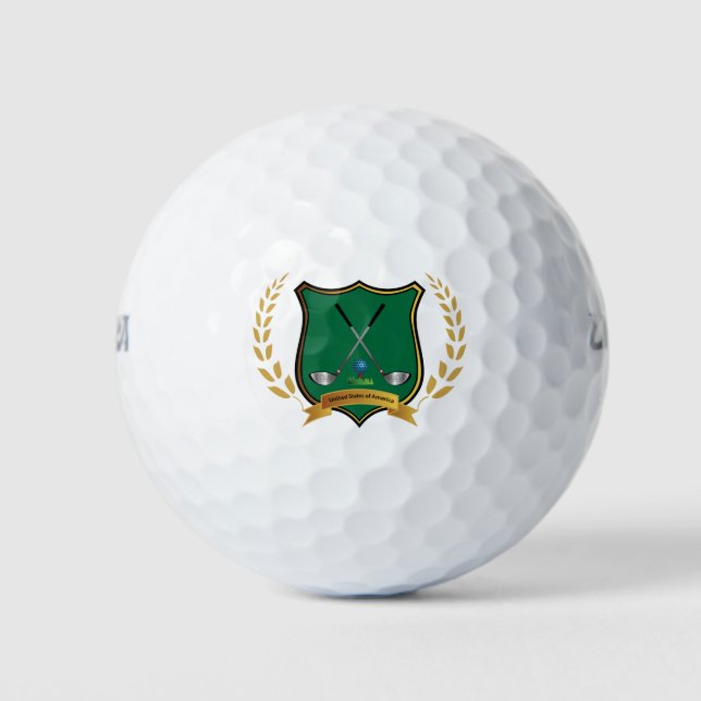 Golf Crest Logo with Clubs Golf Ball (Front)