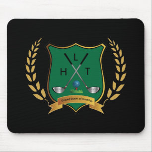 GOLF Crest with Laurel Wreath and Monogram Mouse Mat
