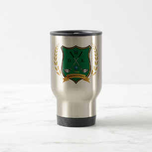 GOLF Crest with Laurel Wreath and Monogram Travel Mug