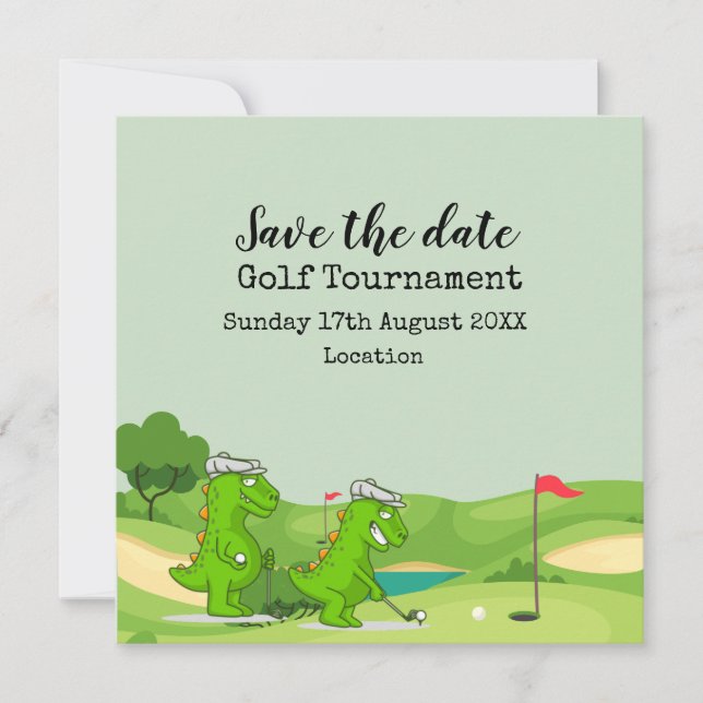 Golf  Crocodile on golf course funny party   Invitation (Front)