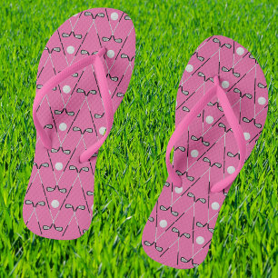Golf crossed clubs pattern pink flip flops