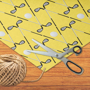 Golf crossed clubs pattern yellow tissue paper