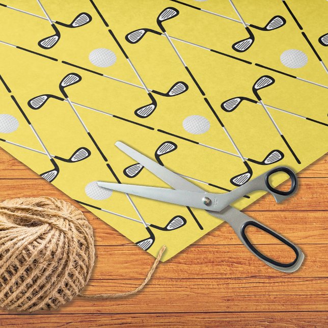 Golf crossed clubs pattern yellow tissue paper (Creator Uploaded)