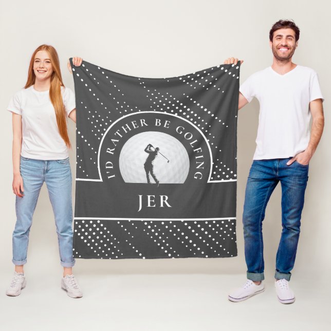 Golf Custom Golfer Monogrammed Silhouette Grey Fle Fleece Blanket (In Situ)