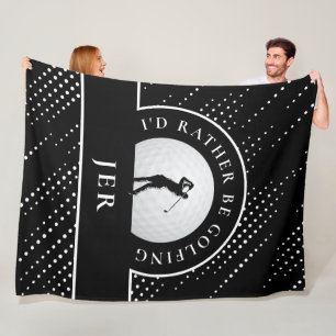 Golf Custom Male Golfer Silhouette Black & White Fleece Blanket