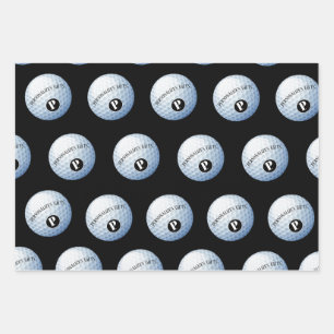 Golf Custom Monogram Name Wrapping Paper Sheet