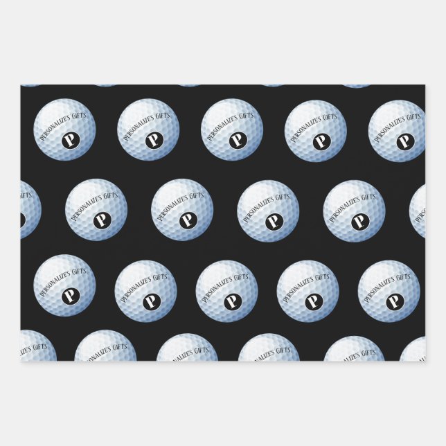 Golf Custom Monogram Name Wrapping Paper Sheet (Front)