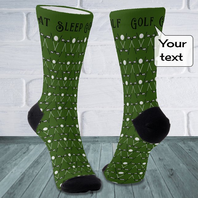 Golf custom text pattern green socks (Creator Uploaded)