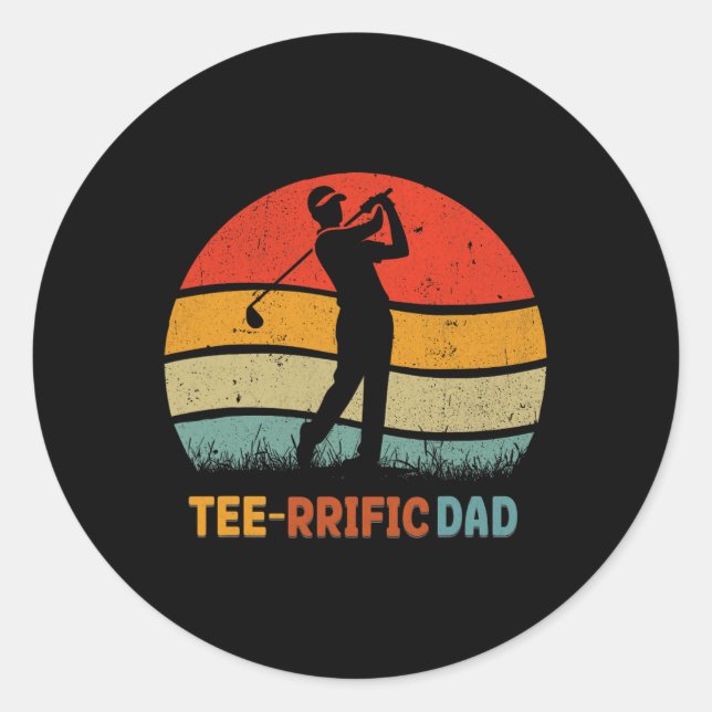 Golf Dad Father's Day Golfing Retro 70s Golfer Tee Classic Round Sticker (Front)