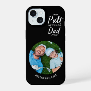 Golf dad modern black typography photo gift iPhone 15 case