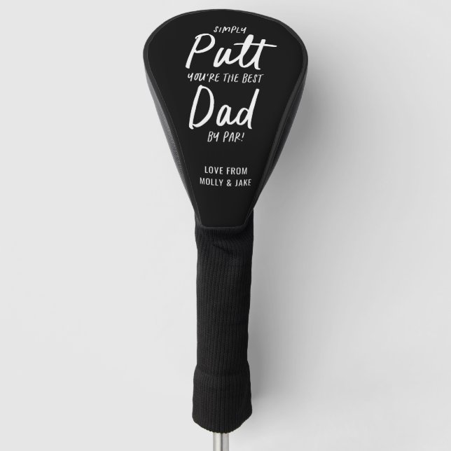 Golf dad modern black white typography funny chic  head cover (Front)