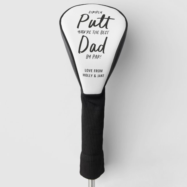 Golf dad modern black white typography funny chic head cover (Front)