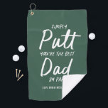 Golf dad modern green typography funny golf  golf towel<br><div class="desc">Golf dad modern dark green typography funny best dad by par. Ideal Christmas,  birthday,  Fathers day gift for him.</div>