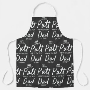 Golf dad modern khaki green typography funny photo apron