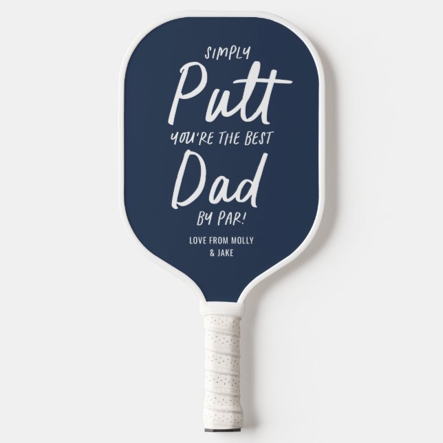 Golf dad modern navy blue typography funny golf  pickleball paddle (Front)