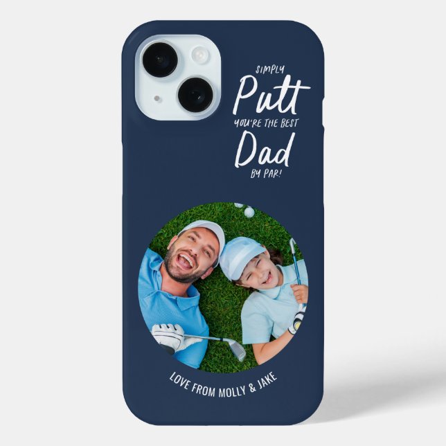 Golf dad modern navy blue typography photo gift Case-Mate iPhone case (Back)