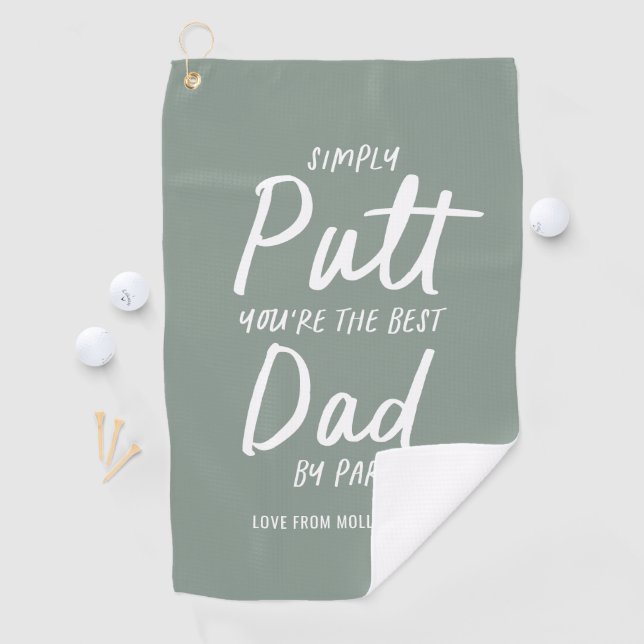 Golf dad modern sage green typography funny golf  towel (InSitu)