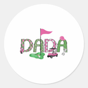 Golf Dada Pink Hole In One Golf 1st Birthday Girl Classic Round Sticker