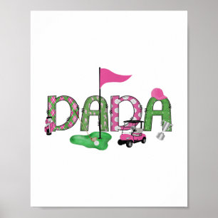 Golf Dada Pink Hole In One Golf 1st Birthday Girl  Poster