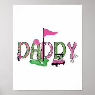 Golf Daddy Pink Hole In One Golf 1st Birthday Girl Poster
