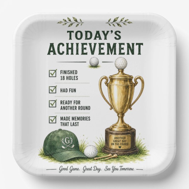 Golf Daily Life Funny Checklist Paper Plate (Front)