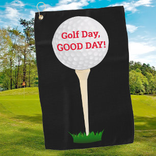 "Golf Day, Good Day! DIY Message Ball & Tee, Black Golf Towel