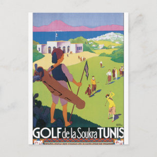 Golf de La Soukra Tunis Vintage Travel Poster Postcard