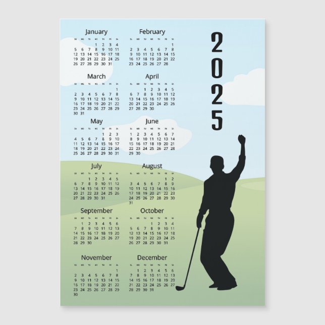 Golf Design 2025 Calendar Magnetic Card (Front)