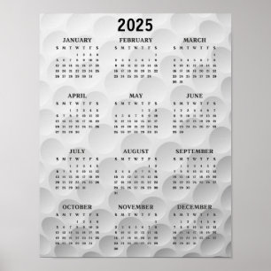 Golf Design 2025 Calendar Poster
