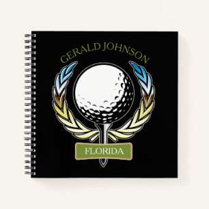Golf Design Monogram Golfer Template Note Book