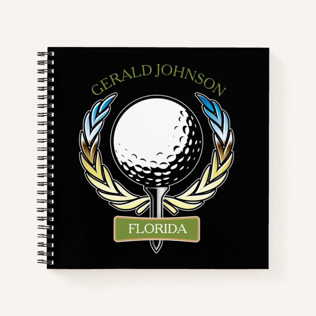 Golf Design Monogram Golfer Template Note Book (Front)
