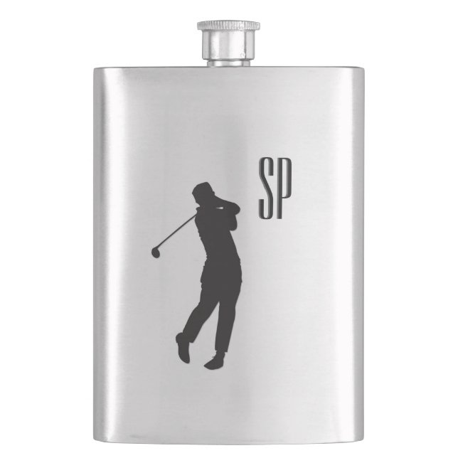 Golf Design Monogram Hip Flask (Front)