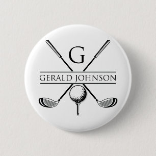 Golf Design Monogram Template 6 Cm Round Badge