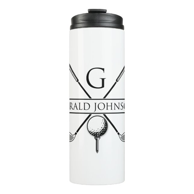 Golf Design Monogram Template Thermal Tumbler (Front)